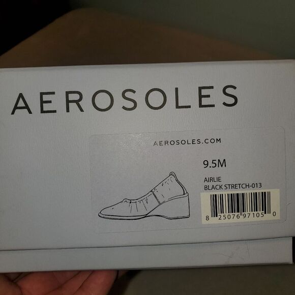 Black Wedge Slip On Sz 9.5 10 Stretch, New in Box Aerosoles Airie Normcore - Picture 2 of 10